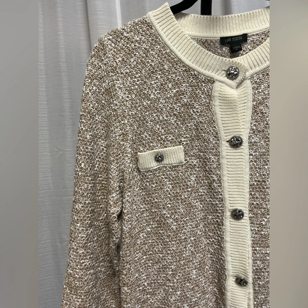 J.Jill Wearever Contrast-Trimmed Sweater-Jacket NWT | size medium